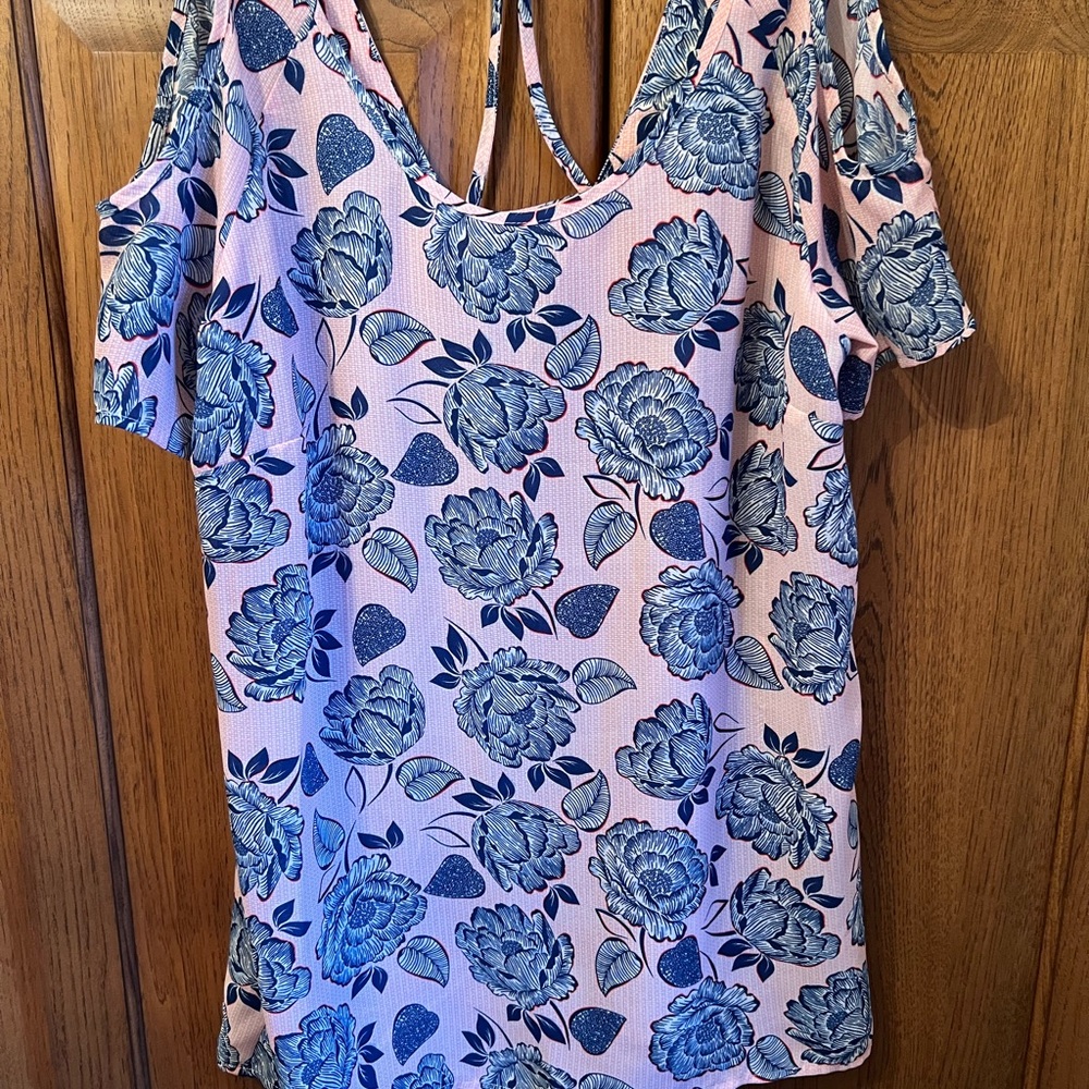 Kut from the Kloth Pink and Blue Floral Blouse